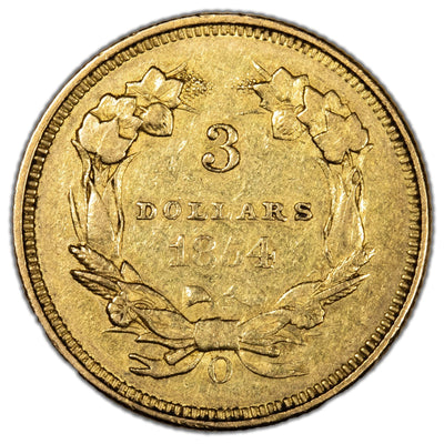 United States 1854-O $3 Three Dollar Indian Princess Gold Coin