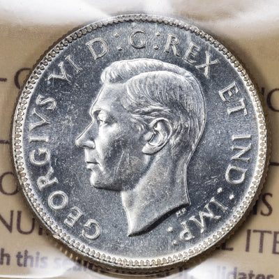 SOLD Canada 1947 25 Cents Quarter Silver Coin - ICCS MS-64