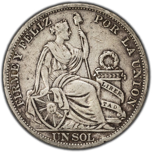SOLD Peru 1894 TF 1 Sol Silver Coin KM #196.26
