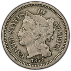 SOLD United States 1868 3 Cents Nickel Coin