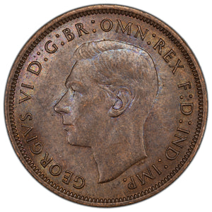 Great Britain 1945 1 One Penny Coin KM #845 - Lustrous Brown UNC