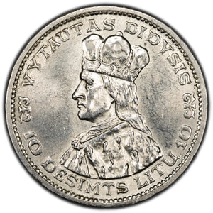 SOLD Lithuania 1936 10 Litu Silver Coin KM #83