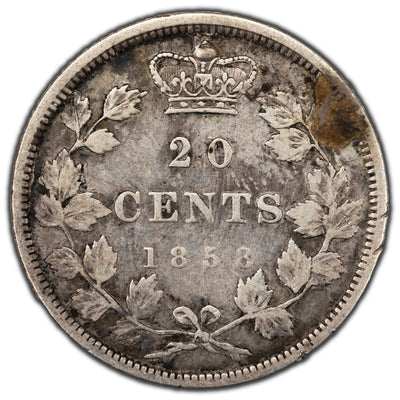 SOLD Canada 1858 20 Twenty Cents Silver Coin - One Year Type!