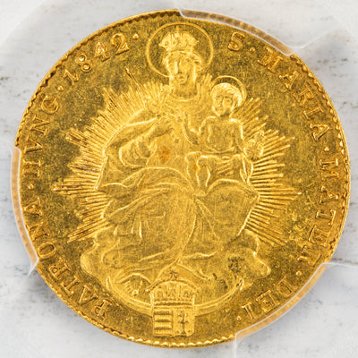 SOLD Hungary 1842 1 One Ducat Gold Coin KM #425 - PCGS AU-58