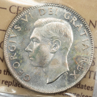 SOLD Canada 1952 Low Relief 25 Cents Quarter Silver Coin - ICCS MS-65
