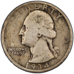 SOLD United States 1934 25 Cents Washington Quarter Silver Coin