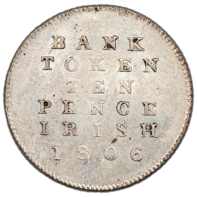 Ireland 1806 10 Pence Bank Token Silver Coin
