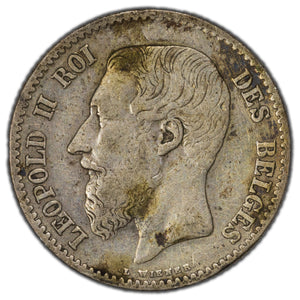SOLD Belgium 1867 One Franc Silver Coin KM #28