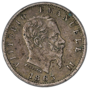 SOLD Italy 1863-M 20 Centesimi Silver Coin KM #13.1