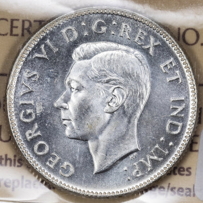 SOLD Canada 1946 25 Cents Quarter Silver Coin - ICCS MS-64