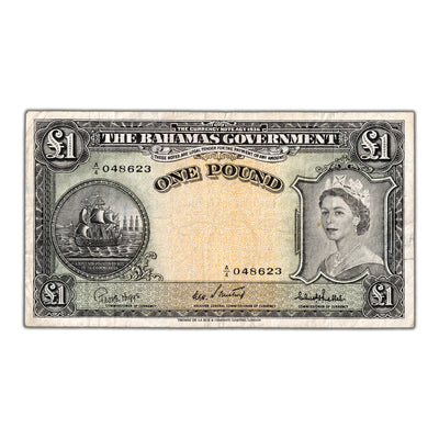 SOLD Bahamas N.D. (1961) 1 One Pound Note P #15c - F/VF