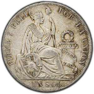 SOLD Peru 1889 TF 1 Sol Silver Coin KM #196.24