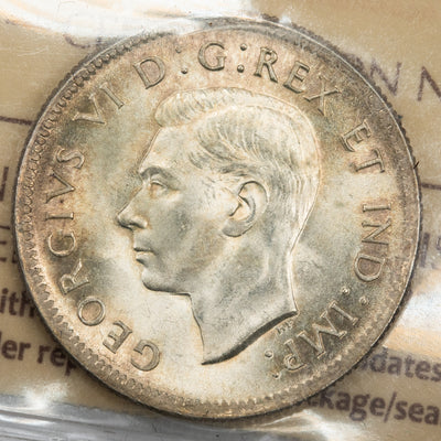 SOLD Canada 1939 25 Cents Quarter Silver Coin - ICCS MS-65