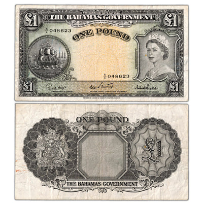 SOLD Bahamas N.D. (1961) 1 One Pound Note P #15c - F/VF
