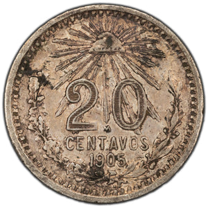 SOLD Mexico 1905 20 Centavos Silver Coin KM #435
