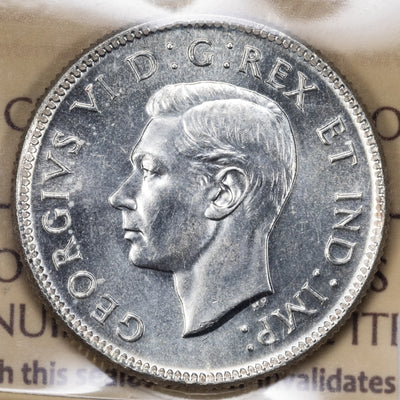 SOLD Canada 1944 25 Cents Quarter Silver Coin - ICCS MS-64