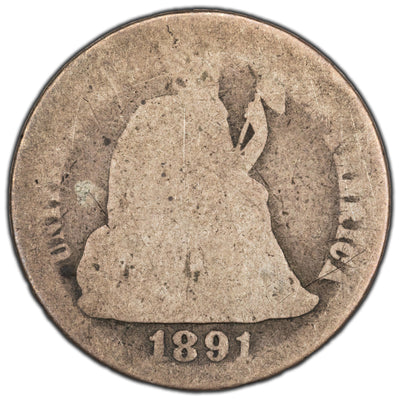 United States 1891 10 Cents Seated Liberty Dime Silver Coin