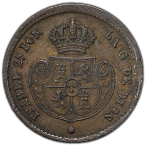 Spain 1853 Decima De Real Coin KM #590