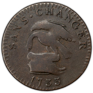 SOLD Isle of Man 1733 James Stanley 1d Penny Coin KM #3