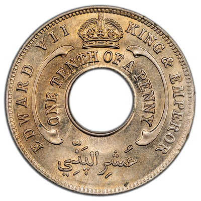 British West Africa 1908 1/10 Penny Coin KM #3 - BU