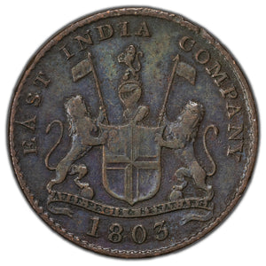 SOLD East India Company 1803 5 Cash Coin KM #316