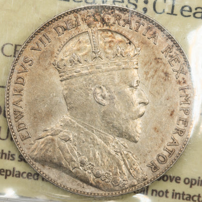 SOLD Canada 1910 Edwardian Leaves 50 Cents Half Dollar Silver Coin - ICCS EF-45