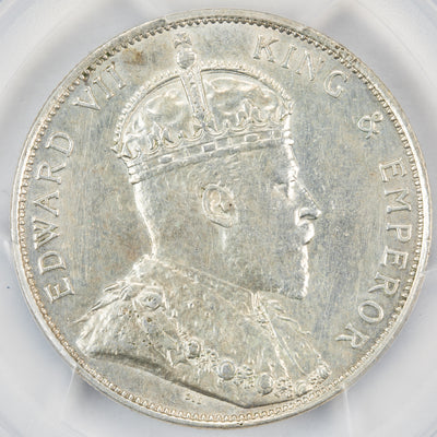 Hong Kong 1905 50 Cents Silver Coin KM #15 - PCGS AU Detail Cleaned