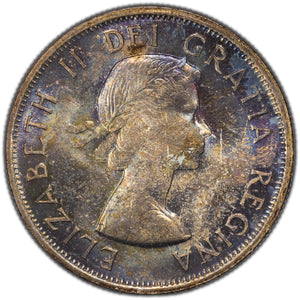 SOLD Canada 1955 50 Cents Half Dollar Silver Coin - UNC+ Toned