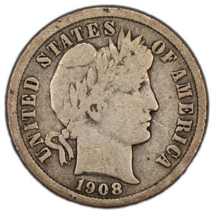 SOLD United States 1908-D 10 Cents Barber Dime Silver Coin