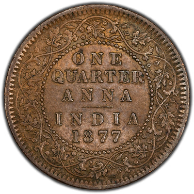 SOLD India 1877 1/4 Anna Coin KM #486 - Nice Grade!