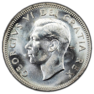 SOLD Canada 1951 High Relief 25 Cents Quarter Silver Coin - Choice Uncirculated+