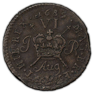 Ireland 1689 August 6d Six Pence Gun Money Coin SP #6583