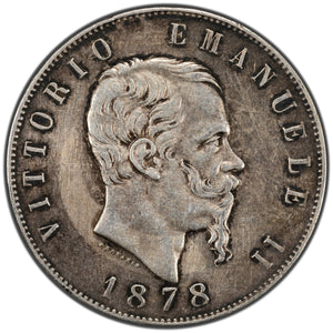 SOLD Italy 1878-R 5 Lire Silver Coin KM #8.4 - Scratches