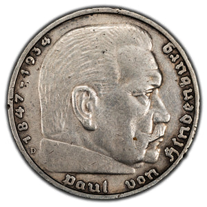SOLD Germany 1938 5 Mark Silver Coin KM #94