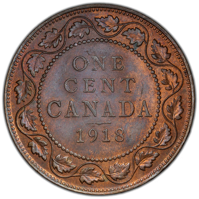 Canada 1918 One Large Cent Coin - MS-62
