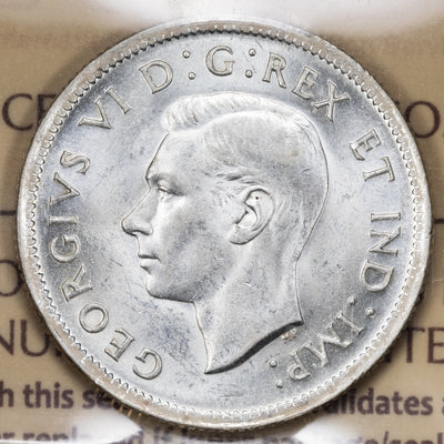 SOLD Canada 1939 25 Cents Quarter Silver Coin - ICCS MS-64