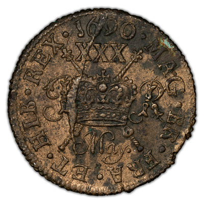 Ireland 1690 May Half Crown Gun Money Coin SP #6580
