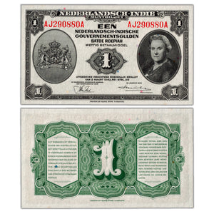 SOLD Netherlands East Indies 1943 1 Gulden P #111 - Choice Uncirculated