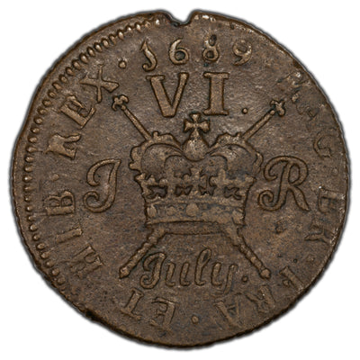 SOLD Ireland July 1690 Gun Money Sixpence Coin SP #6583