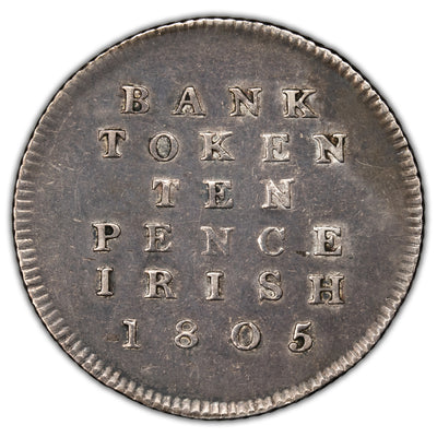 Ireland 1805 10 Pence Silver Bank Token SP #6617
