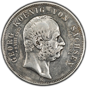 SOLD Germany Saxony 1904 Death of George 3 Mark Silver Coin KM #1262