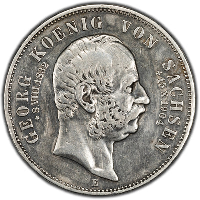 SOLD Germany Saxony 1904 Death of George 3 Mark Silver Coin KM #1262