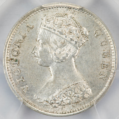 Hong Kong 1900 10 Cents Silver Coin KM #6.3 - PCGS AU-58