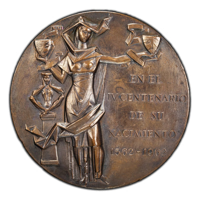 Spain 1562-1962 Lope Felix De Vega Commemorative Bronze Medal 80mm