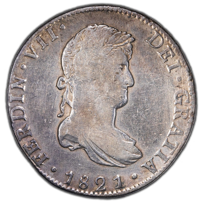 SOLD Mexico 1821 Mo-JJ 8 Reales Silver Coin KM #111 - Cleaned