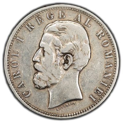 Romania 1881 5 Lei Silver Coin KM #16