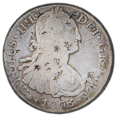 SOLD Mexico 1805 Mo-TH 8 Reales Silver Coin KM #109 - Chopmarks