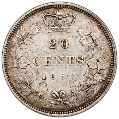 SOLD Canada 1858 20 Cents Silver Coin - One Year Type! - VF-30