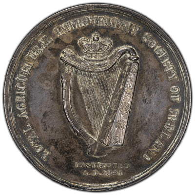 SOLD Ireland 1853 Royal Agricultural Society National Cattle Show Award Medal Silver 51mm