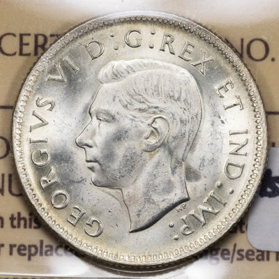 SOLD Canada 1938 25 Cents Quarter Silver Coin - ICCS MS-64